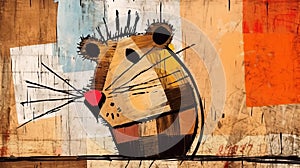 Colorful Abstract Expression: A Retro Style Artwork Featuring A Mouse