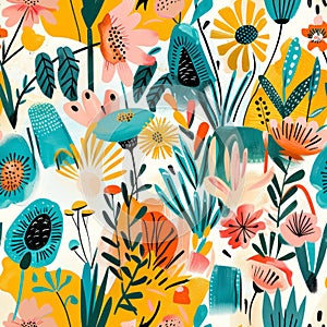 Colorful abstract floral seamless pattern