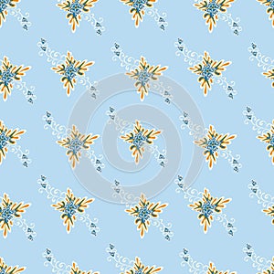 Colorful abstract flowers on a white background seamless pattern illustration