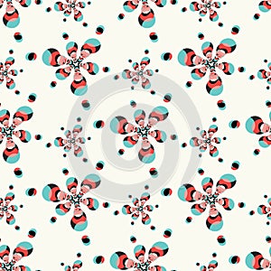 Colorful abstract flowers on a white background seamless pattern vector illustration