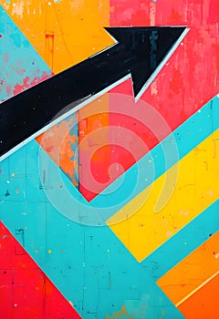 Colorful Abstract Geometric Background With Bold Black Arrow Symbolizing Growth And Forward Movement