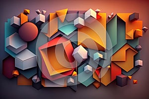 Colorful abstract geometric background. Illustration AI Generative