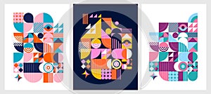 Colorful Abstract Geometric Background. Modern colorful concept poster design. Modular shapes and elements, vector