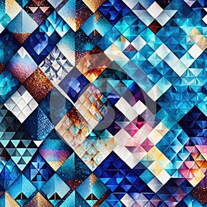Colorful abstract geometric background. Multicolored mosaic pattern of triangles. Generative AI Generative AI