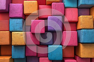 Colorful Abstract Geometric Block Pattern for Modern Design Projects Generative AI