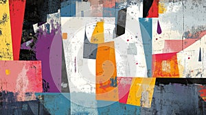 Colorful Abstract Geometric Collage Painting