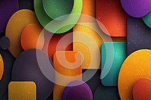 Colorful abstract geometric composition with circular and rectangular shapes