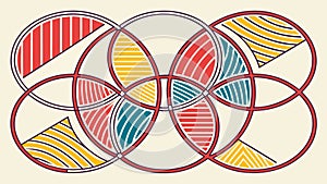 Colorful Abstract Geometric Interlocking Rings Design, vector design Generative AI