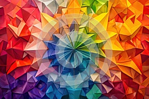 Colorful Abstract Geometric Pattern Made of Folded Paper