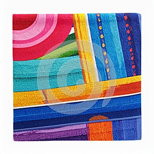 Colorful Abstract Geometric Pattern with Pink Circles and Rectangular Stripes