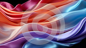 Colorful abstract gradient glowing wavy fabric stripes