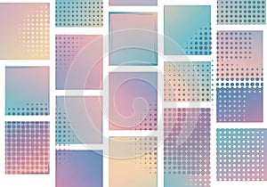Colorful abstract gradient panels with halftone dot patterns background