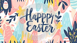 Colorful Abstract Happy Easter Greeting Banner