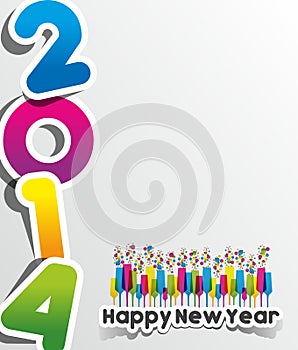 Colorful Abstract Happy New Year 2014 Card