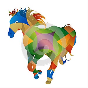 Colorful abstract horse isolated on a white background. Vector illustration.