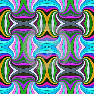 Colorful abstract hypnotic seamless striped vortex pattern background design from swirling rays