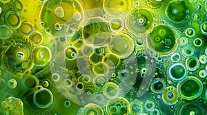 A colorful and abstract image of an algal bloom the different shapes and sizes of the algae cells creating a mesmerizing