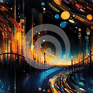 Colorful abstract image of a city road with flowing lines (tiled)