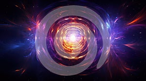 A colorful abstract image of a vortex with bright lights, AI