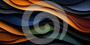 Colorful abstract layers of fabric creating a dynamic wave pattern