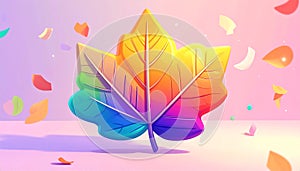 Colorful Abstract Leaf with Floating Elements