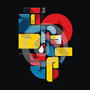 Colorful Abstract Letter Art: Modular Constructivism Inspired Graphic Design