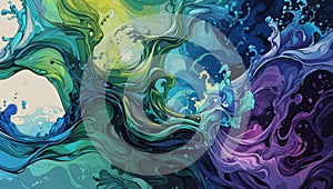 Colorful Abstract Liquid MotionDynamic Flow of Multicolored Waves