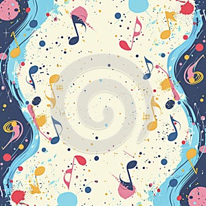 Colorful abstract musical background with notes, poster design.