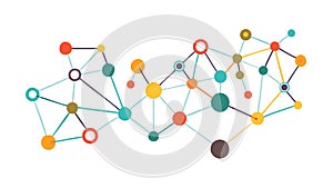 Colorful Abstract Network Dots and Lines, Dynamic Data Grid, vector design Generative AI