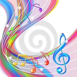 Colorful abstract notes music background.