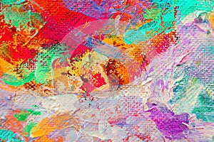 Colorful abstract oil painting art background. Texture of canvas and oil. Abstract background for design.