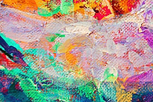 Colorful abstract oil painting art background. Texture of canvas and oil. Abstract background for design.