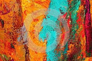 Colorful abstract oil painting art background. Texture of canvas and oil. Abstract background for design.