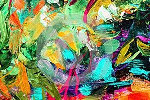 Colorful abstract oil painting art background. Texture of canvas and oil. Abstract background for design.