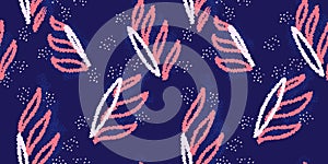 Colorful abstract organic shapes seamless pattern on a dark background. Vector hand drawn sketch unique forms print. Contemporary photo