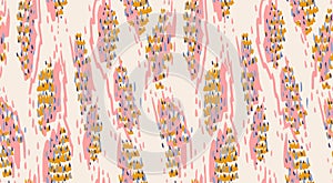 Colorful abstract organic shapes seamless pattern. Vector hand drawn sketch. Painted texture background with unique dynamic forms photo