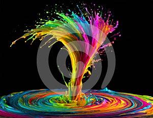 Colorful abstract paint splash resembling a vibrant tornado photo