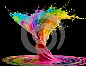 Colorful abstract paint splash resembling a vibrant tornado photo