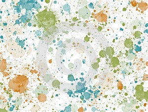 Colorful Abstract Paint Splatter Pattern with Green, Blue, and Orange Hues