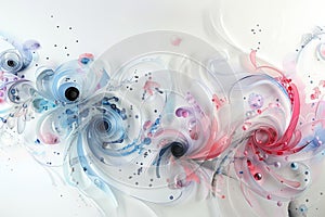 A colorful abstract painting with a blue and pink swirl