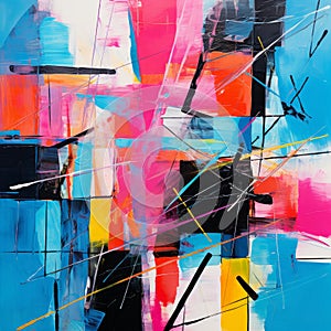 Colorful Abstract Painting With Dynamic Compositions And Vibrant Colors