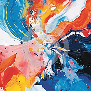 Colorful Abstract Painting With Fluid Lines And Vibrant Splashes