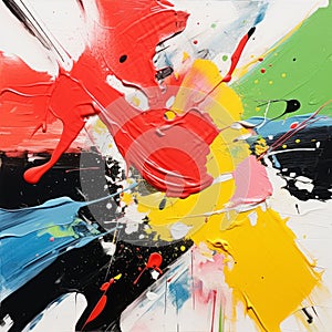 Colorful Abstract Painting Inspired By Japonism In The Style Of Gerhard Richter