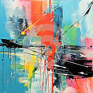 Colorful Abstract Painting With Palette Knife: Urban Emotions photo