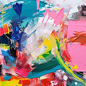 Colorful Abstract Painting With Playful Distortions And Vibrant Palette Knife