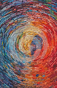 Colorful abstract painting of spiral with variety of colors and textures. Generative AI