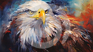 Colorful Abstract Painting Of A Striking Bald Eagle