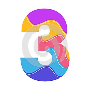 colorful abstract pattern number 3 design vector