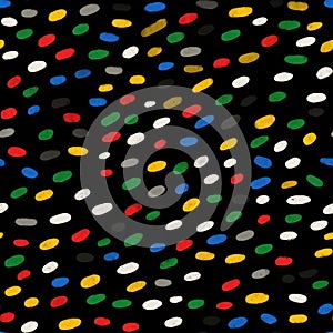 Colorful Abstract Pattern with Oval Shapes on Black Background.