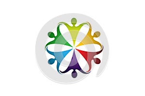 Colorful Abstract People Group hands Symbol Team Logo